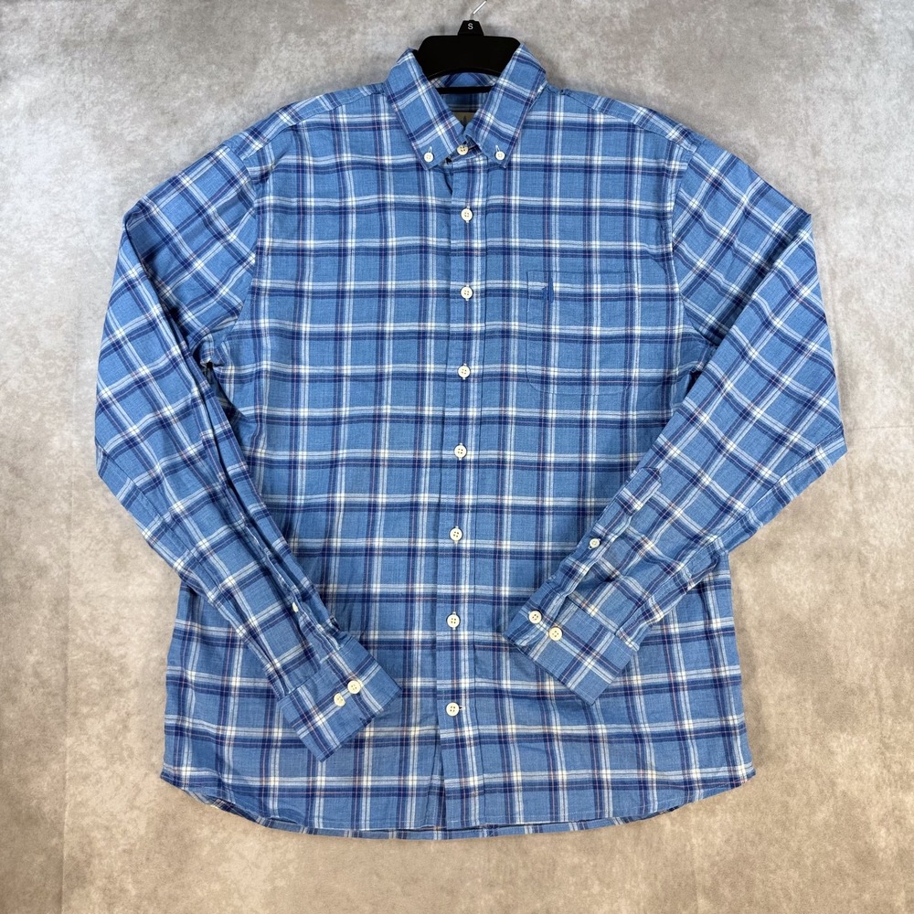 Johnnie-O Button Down Shirt‎ Men Medium Blue Plaid Hangin Out Long Sleeve Cotton